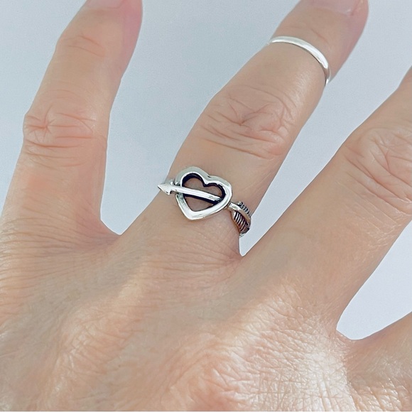 Sterling Silver Heart with Arrow Ring, Bow and Arrows, Promise Love Jewelry - Picture 6 of 13